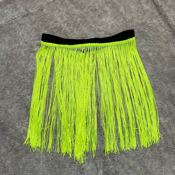 Neon Yellow Festival Queen Fringe Skirt in a size small - Picture 3 of 5